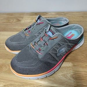 Womens Skech-Knit Skechers Memory Foam Slip On Sz 6.5 Gray Multicolor Comfort